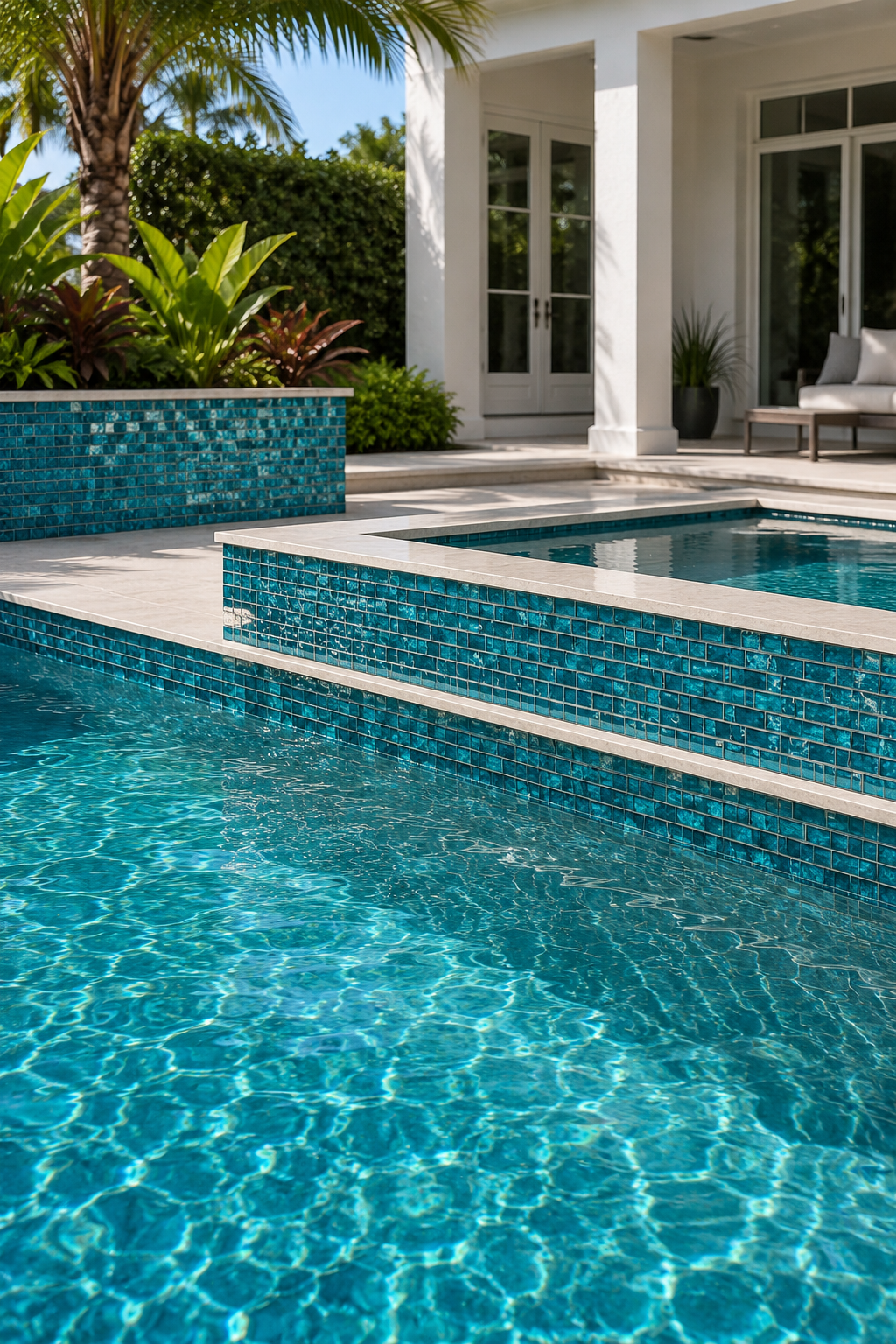 Coastal Aqua Green Glass Mosaic Pool Tile