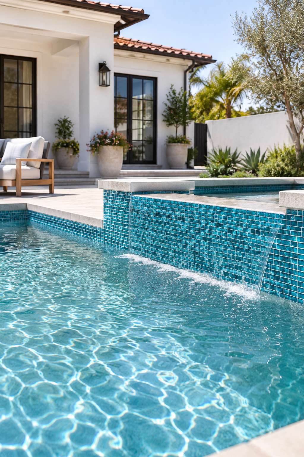 Coastal Aqua Green Glass Mosaic Pool Tile