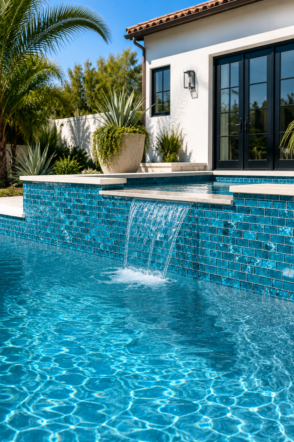 Coastal Aqua Green Glass Mosaic Pool Tile