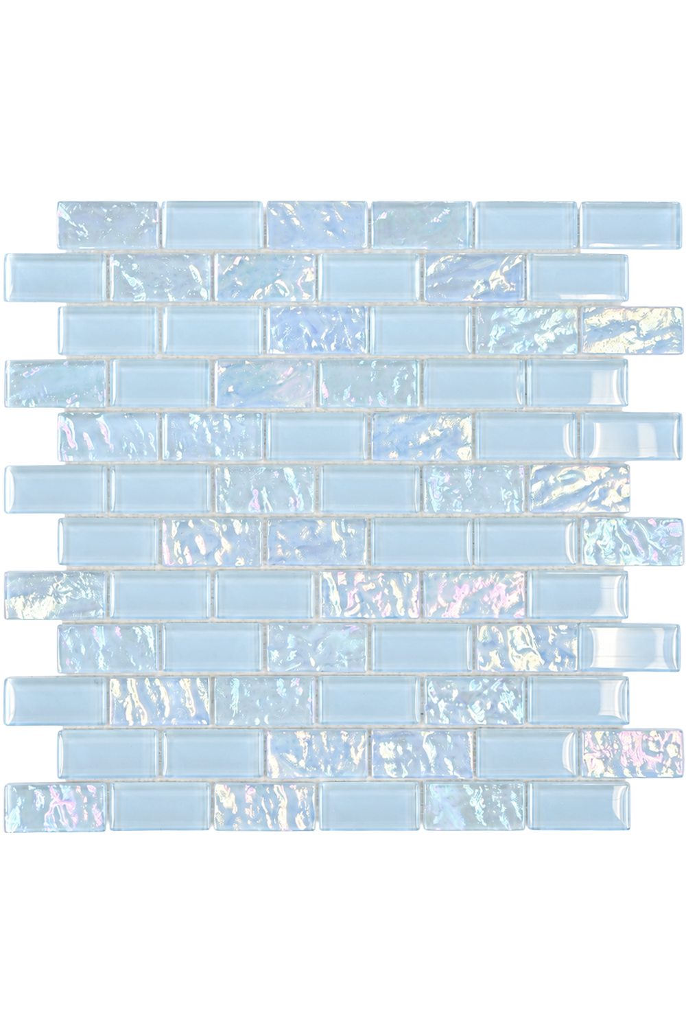 Iridescent blue glass mosaic pool tile shimmering underwater