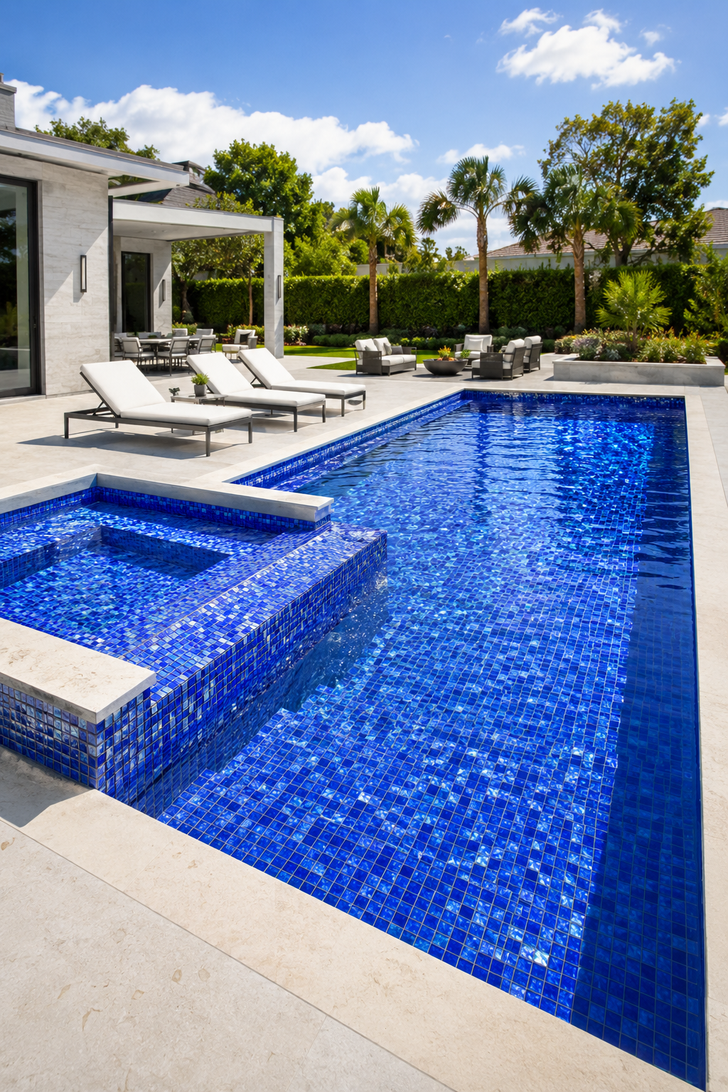 Cobalt Blue Iridescent Glass Mosaic Pool Tile
