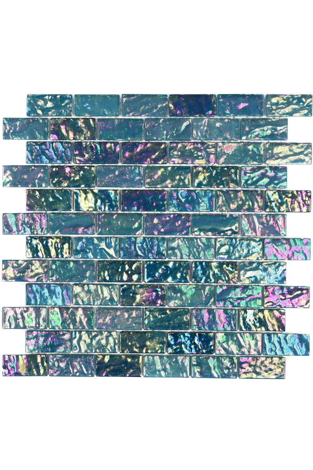 Peacock Teal Iridescent Glass Mosaic Pool Tile