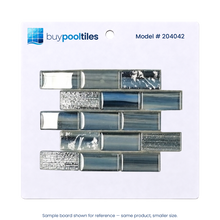 Linear Ocean Blend Blue Glass Mosaic Pool Tile