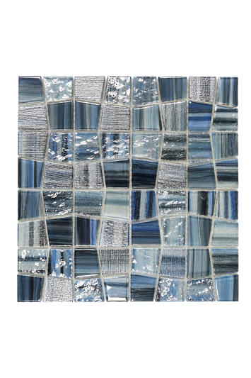 Textured Ocean Blend Blue Glass Mosaic Pool Tile