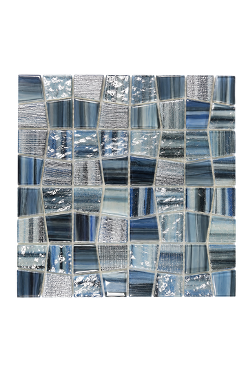 Textured Ocean Blend Blue Glass Mosaic Pool Tile
