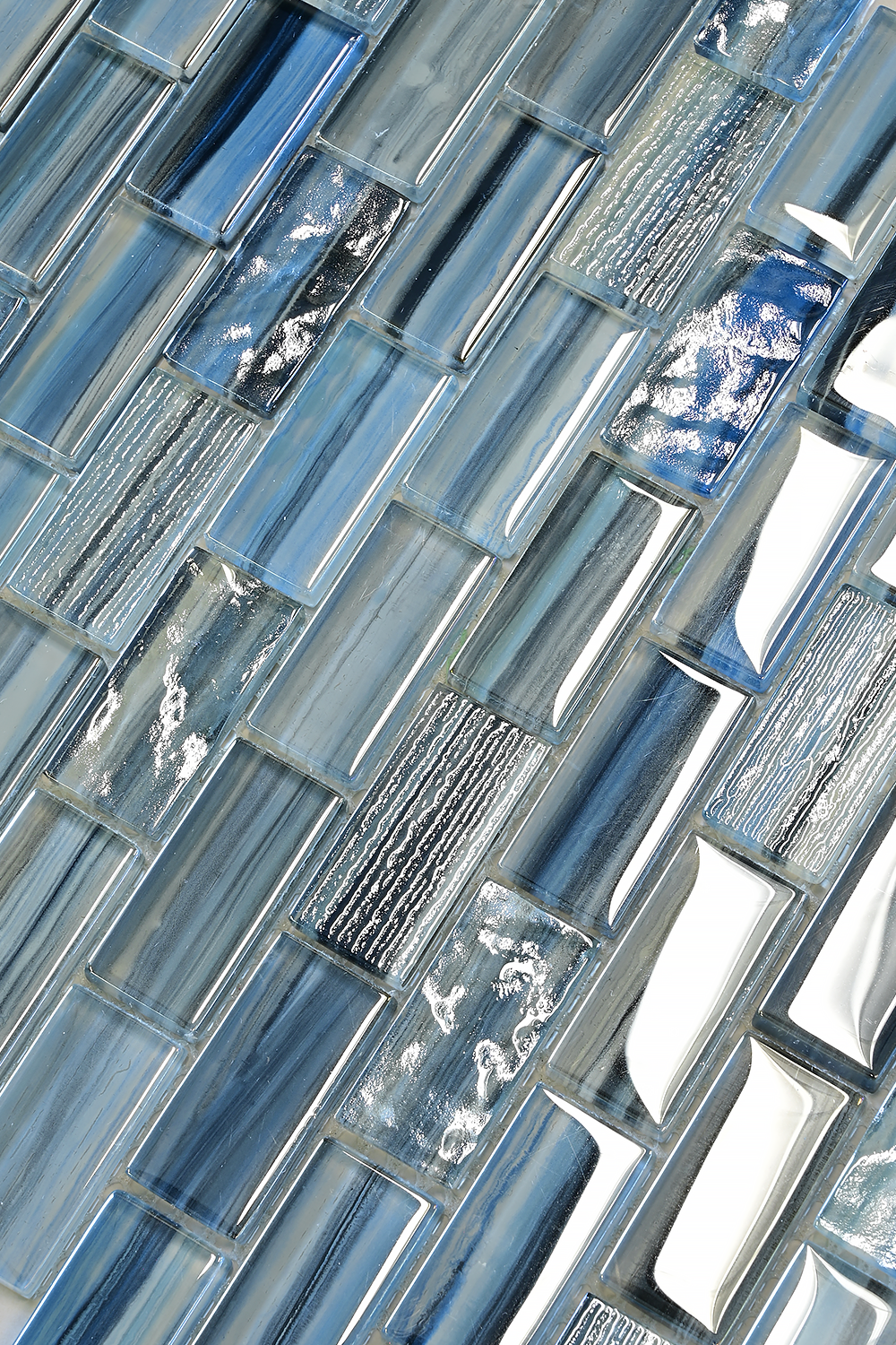 Linear Blue Glass Mosaic Pool Tile