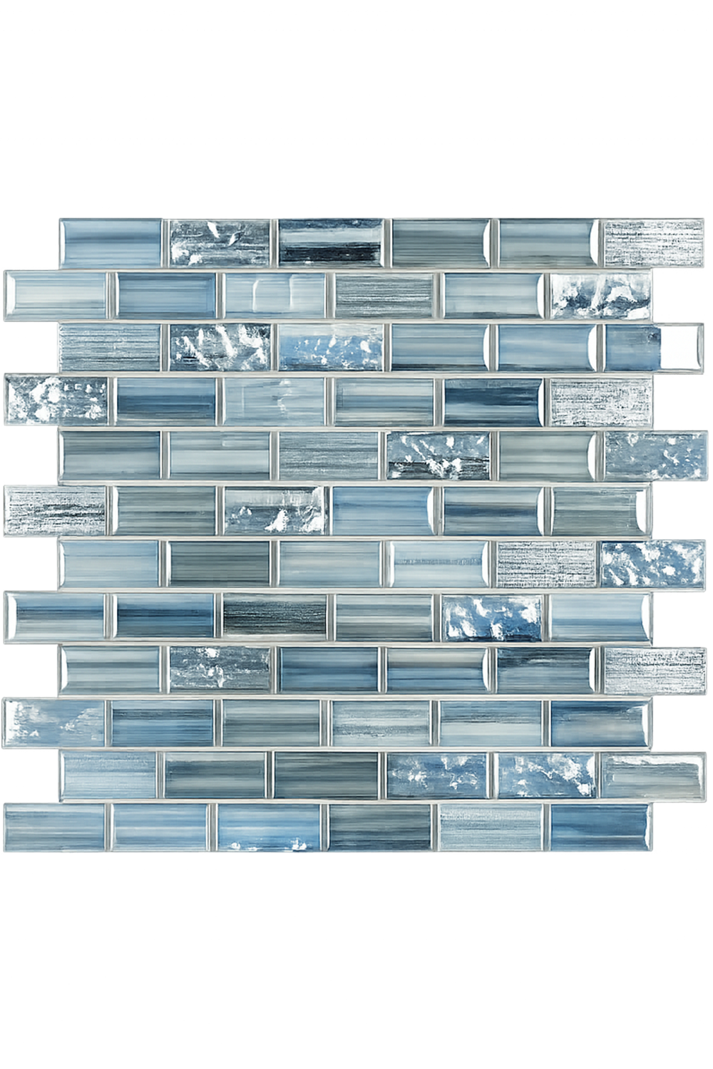 Linear Blue Glass Mosaic Pool Tile