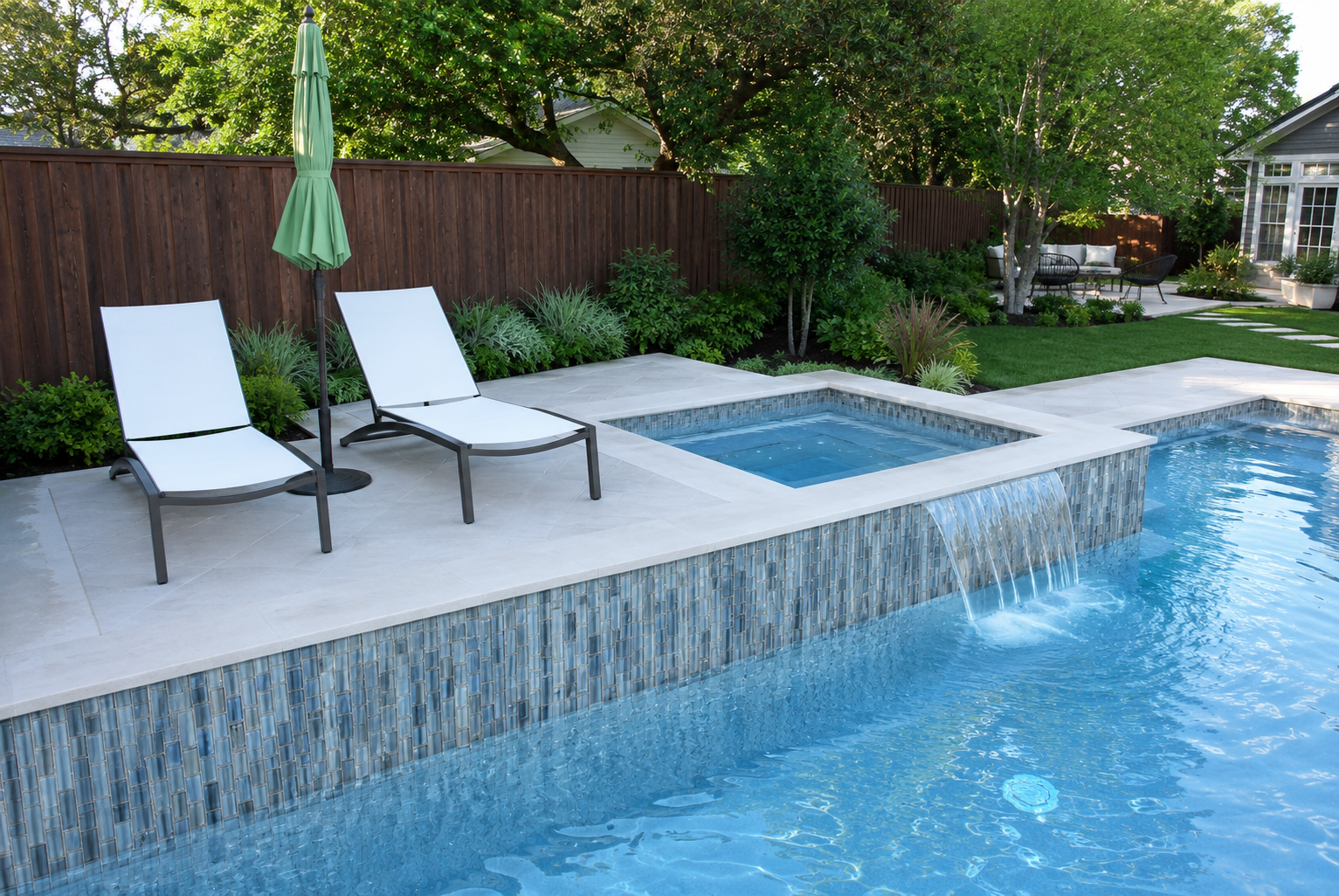 Linear Blue Glass Mosaic Pool Tile
