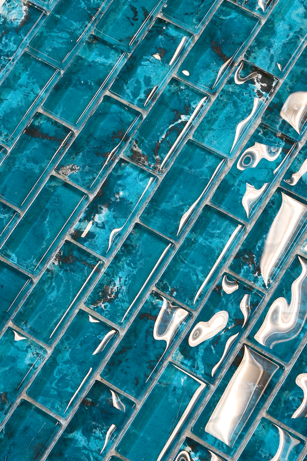 Coastal Aqua Green Glass Mosaic Pool Tile