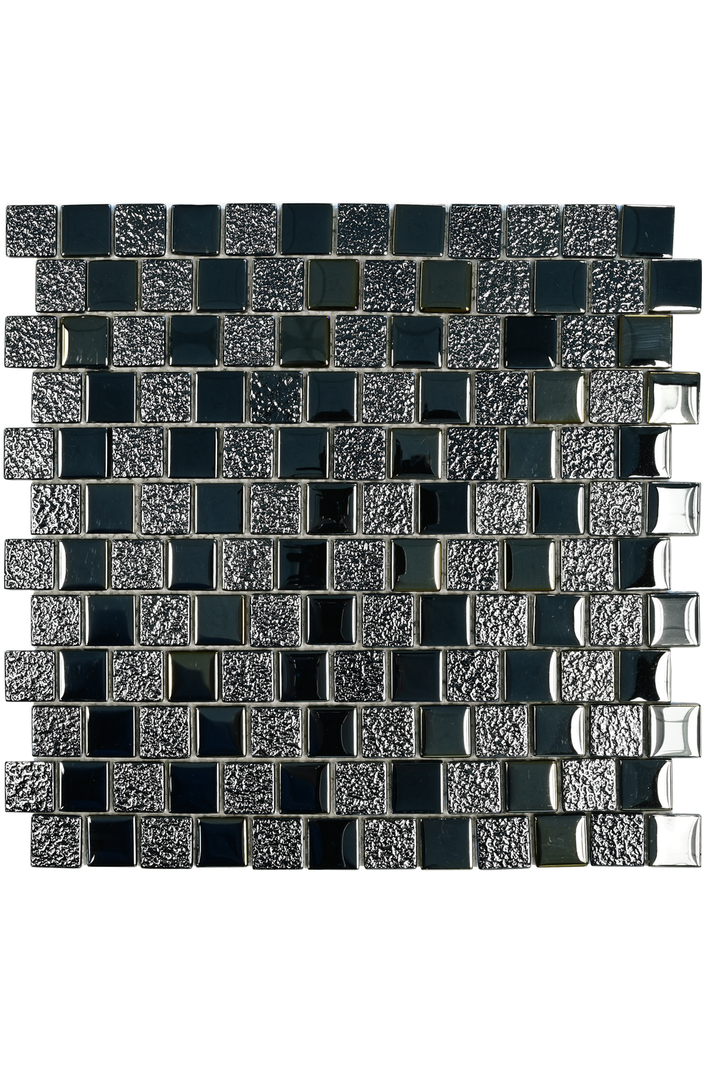 Midnight Black & Silver Glitter Glass Mosaic Pool Tile