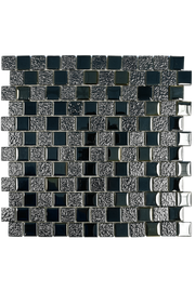 Midnight Black & Silver Glitter Glass Mosaic Pool Tile