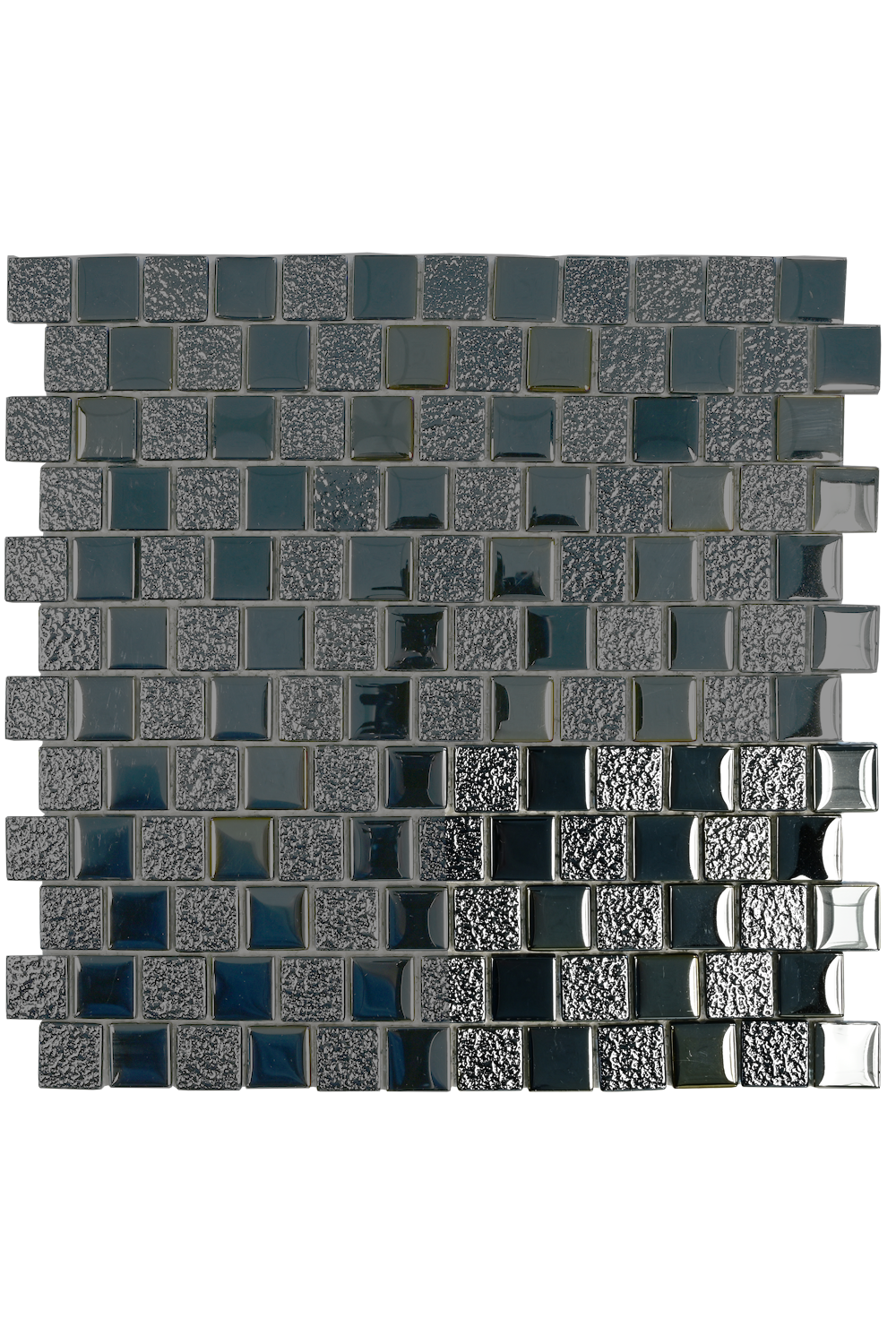 Midnight Black & Silver Glitter Glass Mosaic Pool Tile