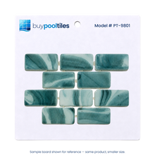 Seafoam Green Swirl 1x2 Recycled Glass Mosaic Pool Tile