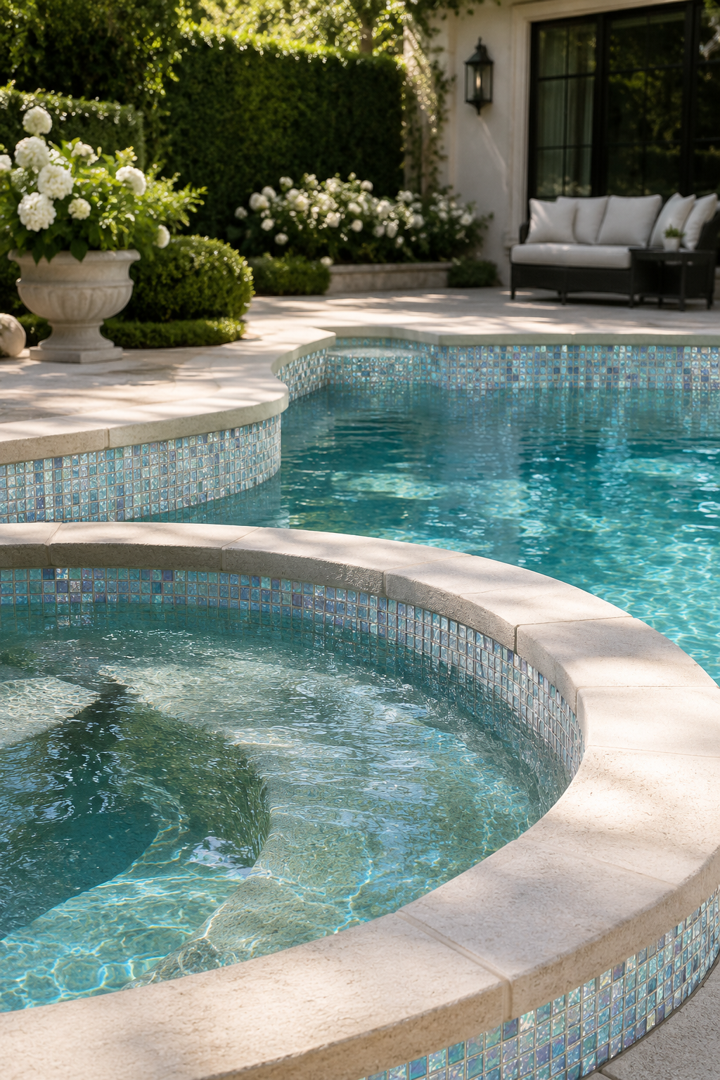 Opaline Pearl Crystal Glass Mosaic Pool Tile