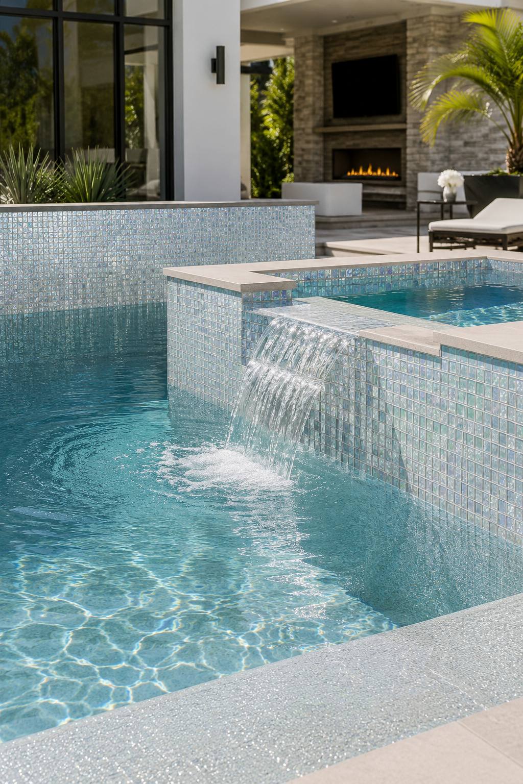 Opaline Pearl Crystal Glass Mosaic Pool Tile