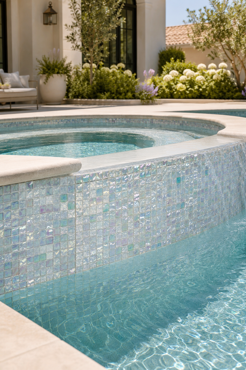 Opaline Pearl Crystal Glass Mosaic Pool Tile