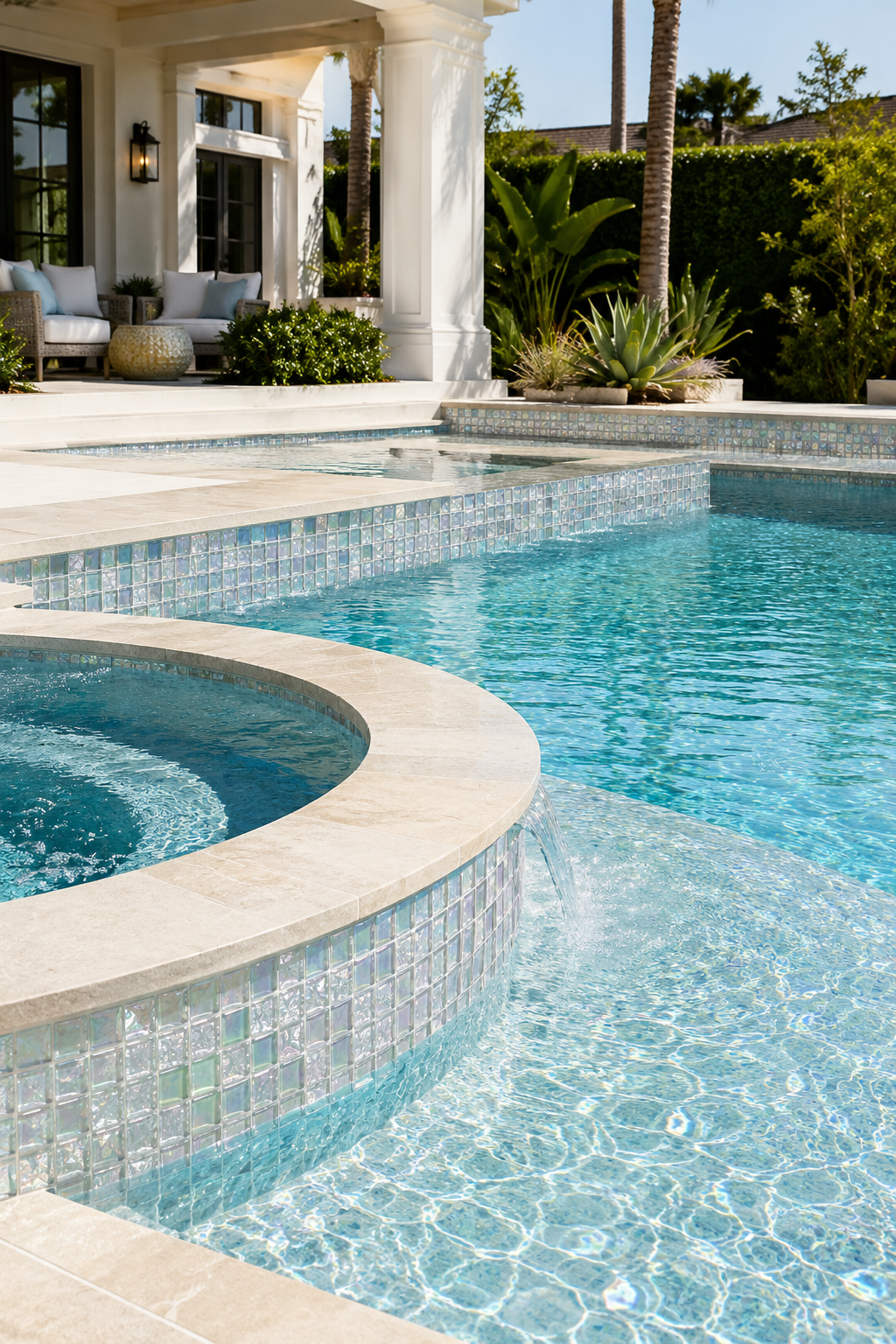 Opaline Pearl Crystal Glass Mosaic Pool Tile